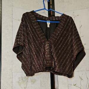 Black and Red Cropped Cardigan Sweater
